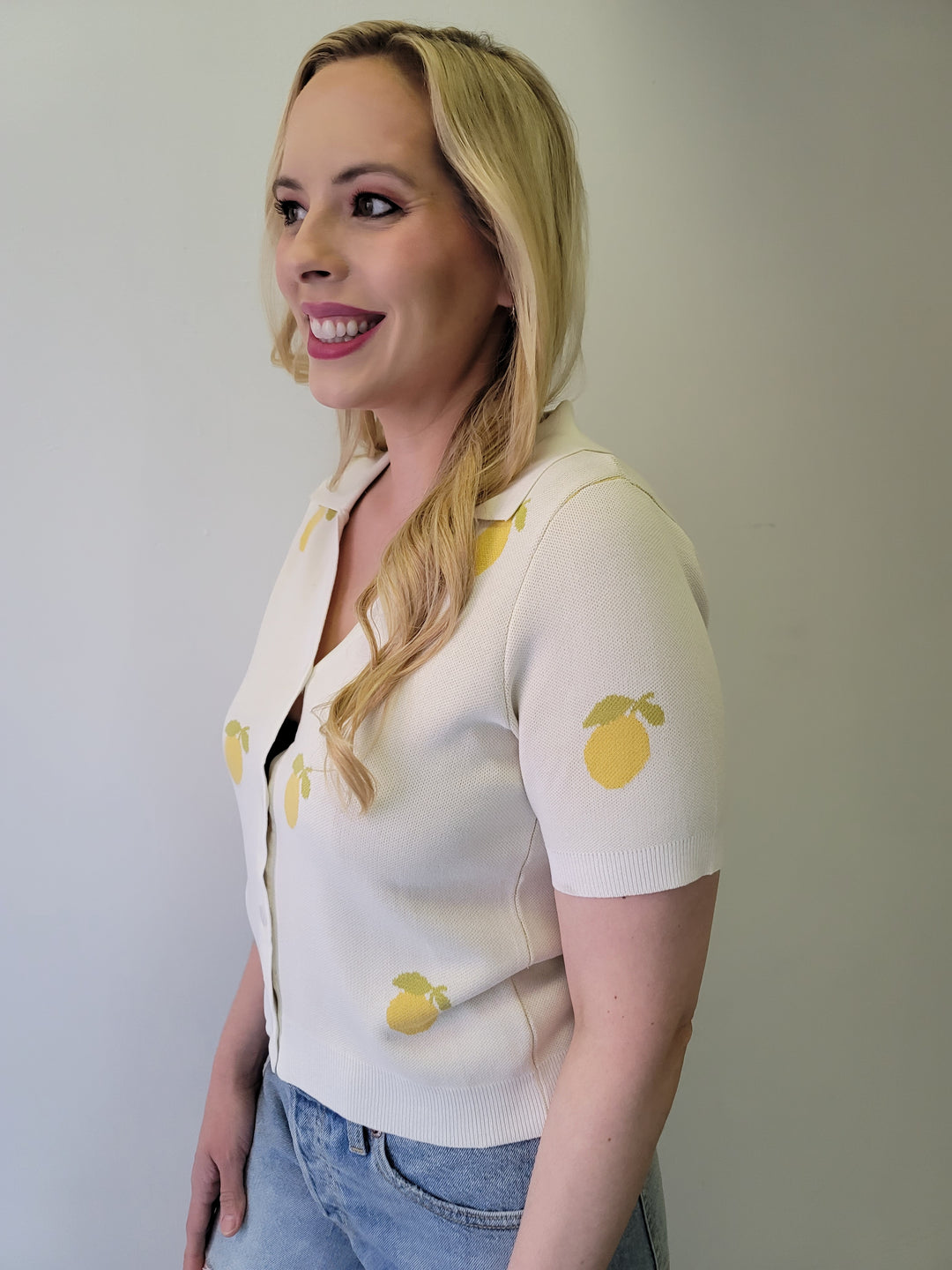 Sadie & Sage Citron Lemons Knit Polo Shirt