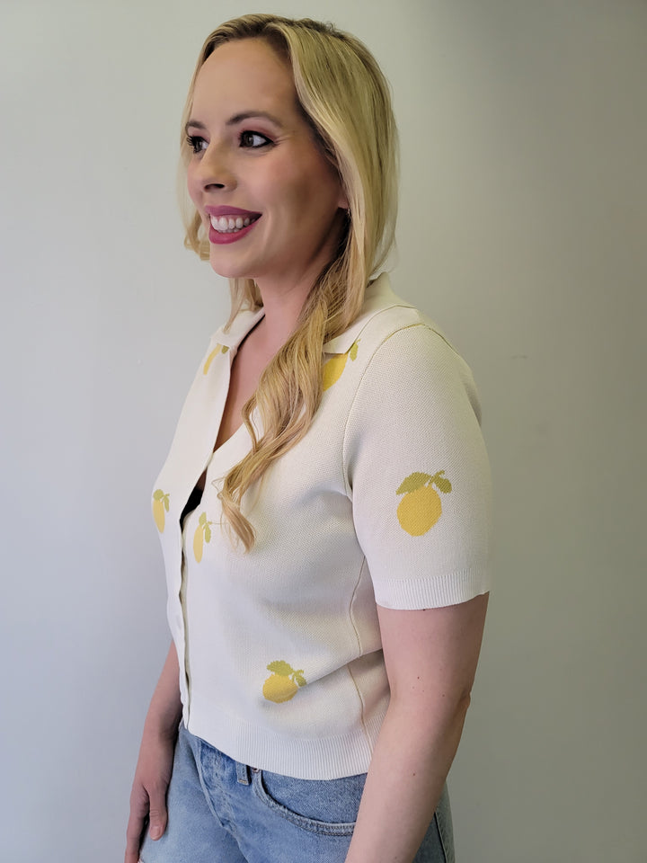 Sadie & Sage Citron Lemons Knit Polo Shirt