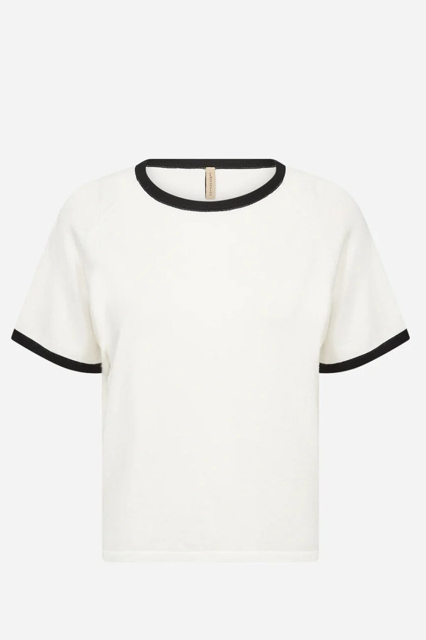 Soyaconcept Off White & Black Trim Dollie Knit Top