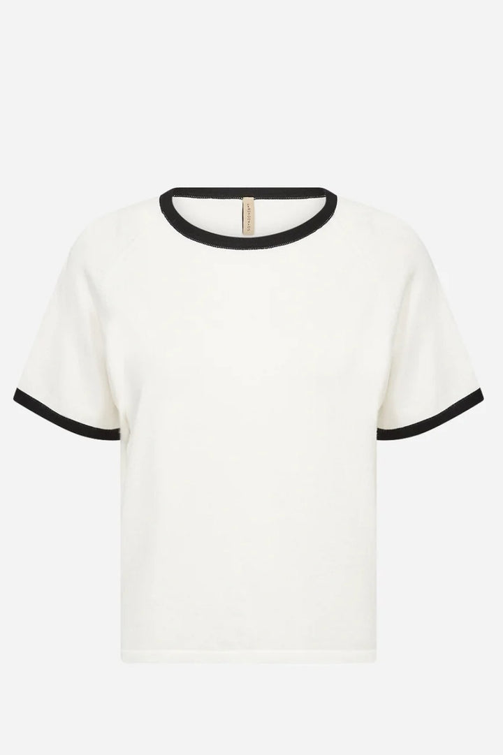 Soyaconcept Off White & Black Trim Dollie Knit Top