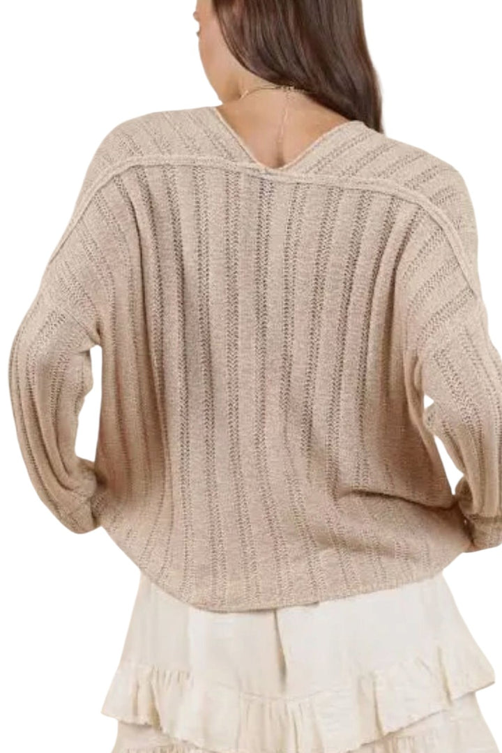 Sadie & Sage Taupe Devon Wide Rib Sweater