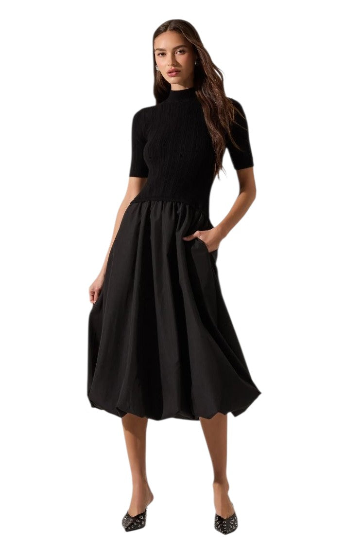 Astr Caerlion Contrast Knit Midi Dress
