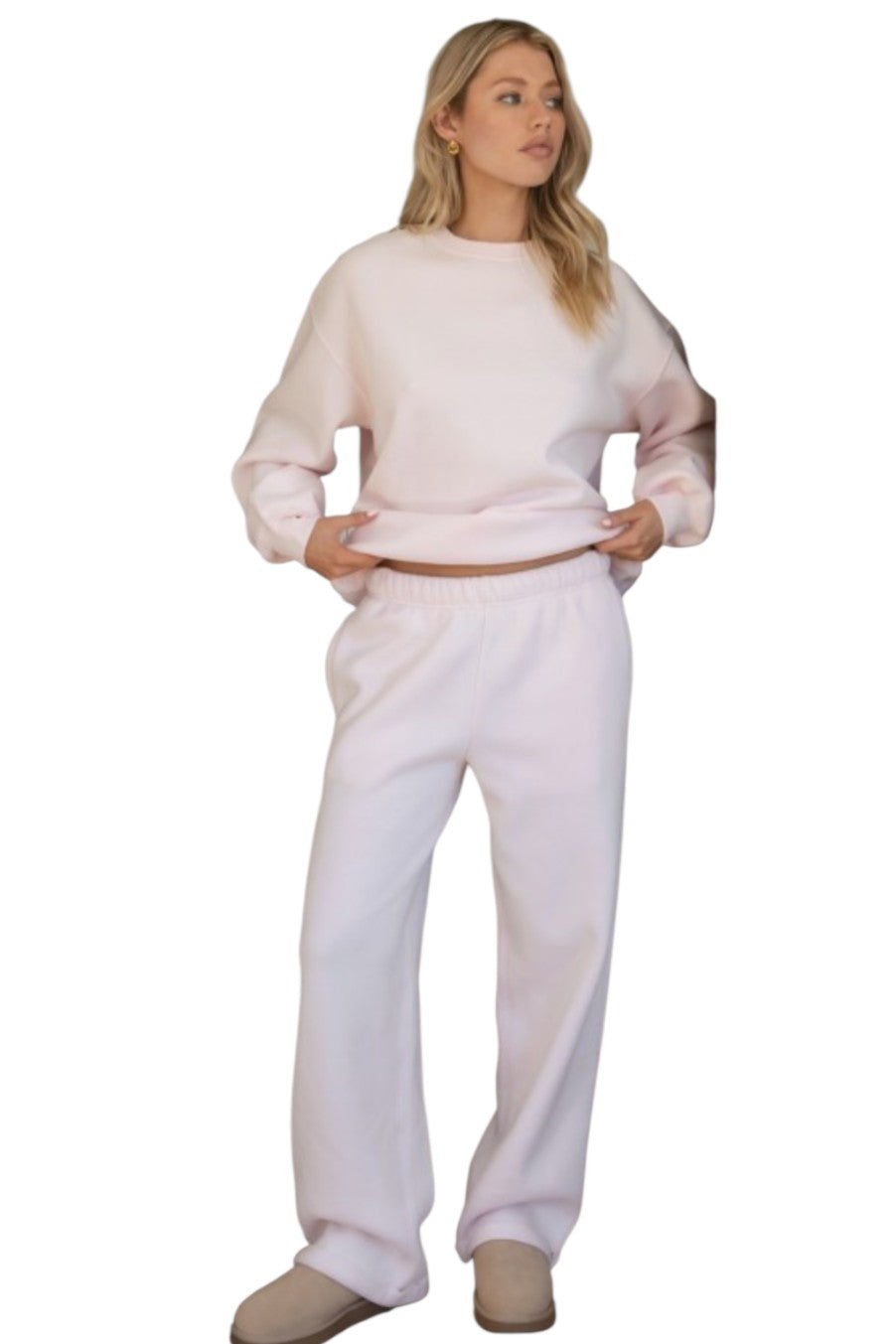 Pale Pink Everyday Wide Leg Sweatpants