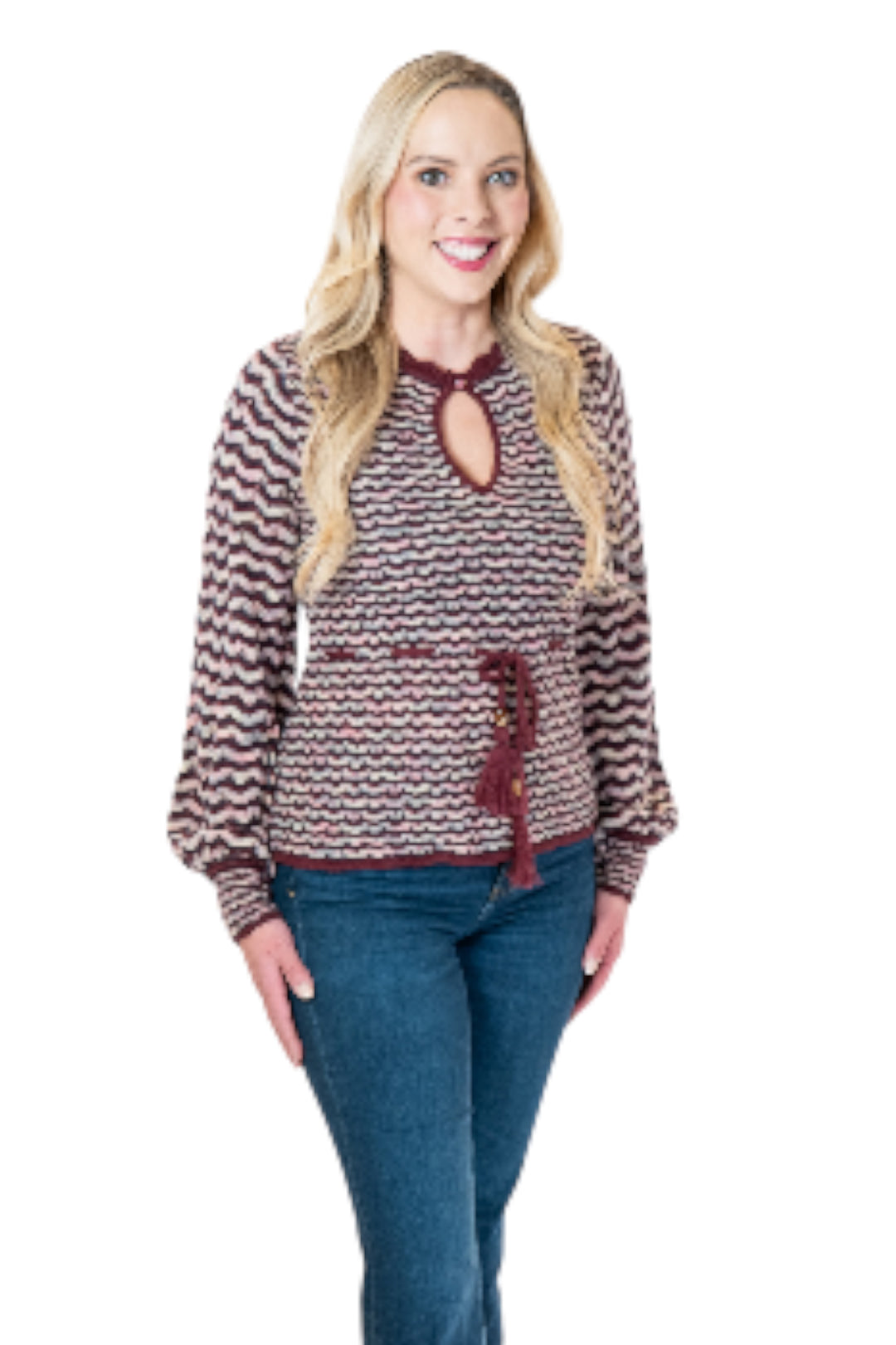 One Collective Winetasting Keyhole Knit Sweater