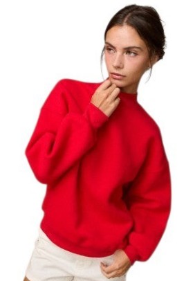 Red Mock Neck Sweatshirt