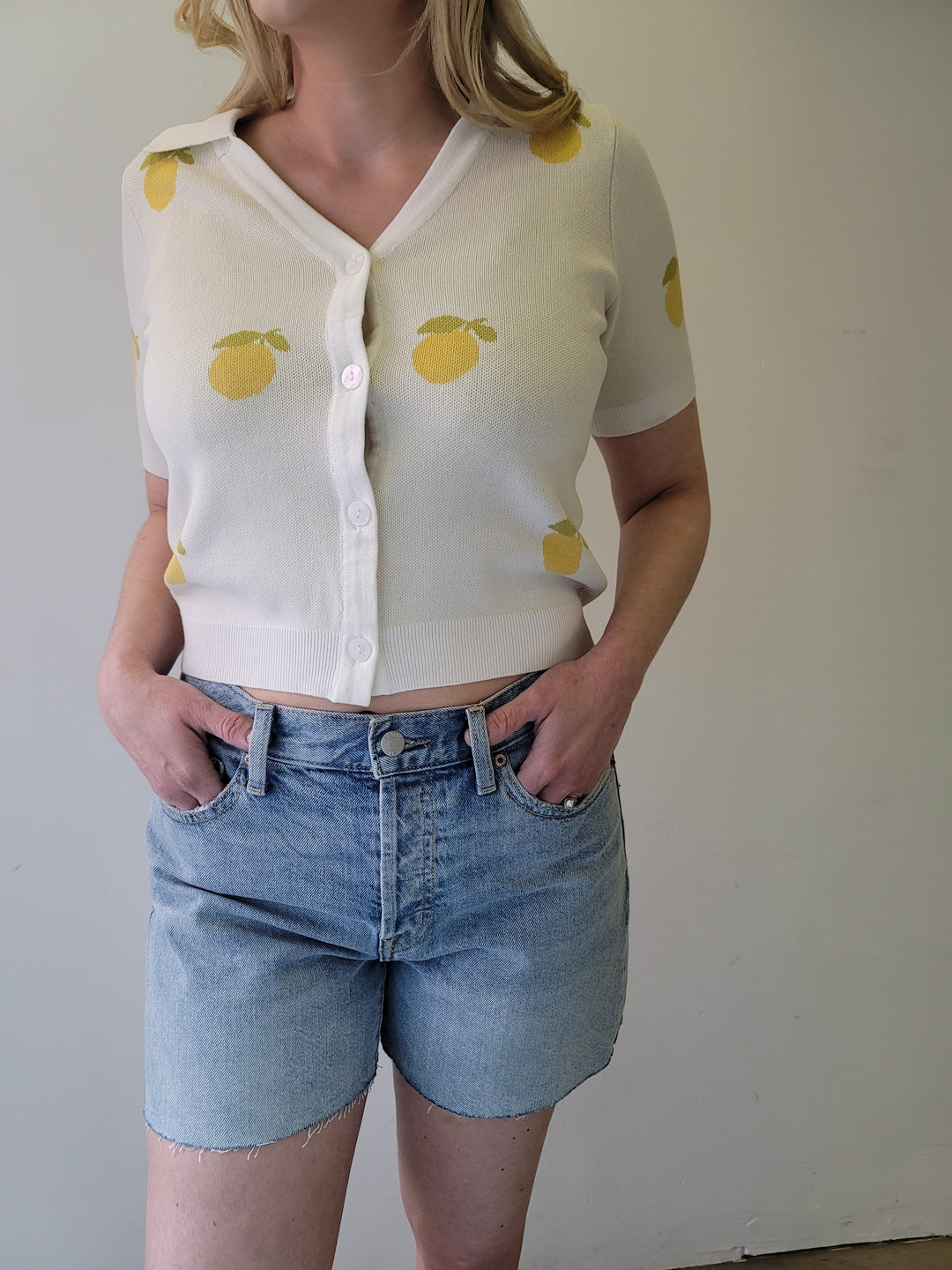 Sadie & Sage Citron Lemons Knit Polo Shirt