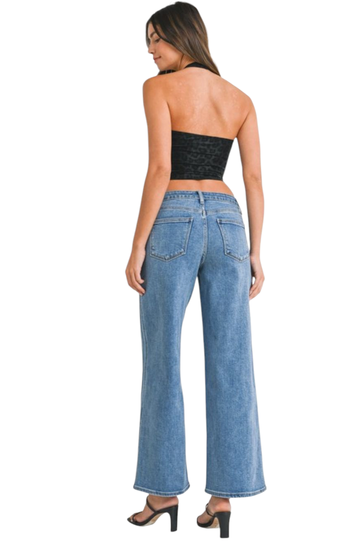 JBD Medium Wash Seamed Wide Leg Jeans