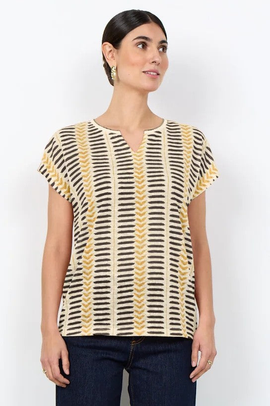 Soyaconcept Black & Yellow  Aretha Geometric Top