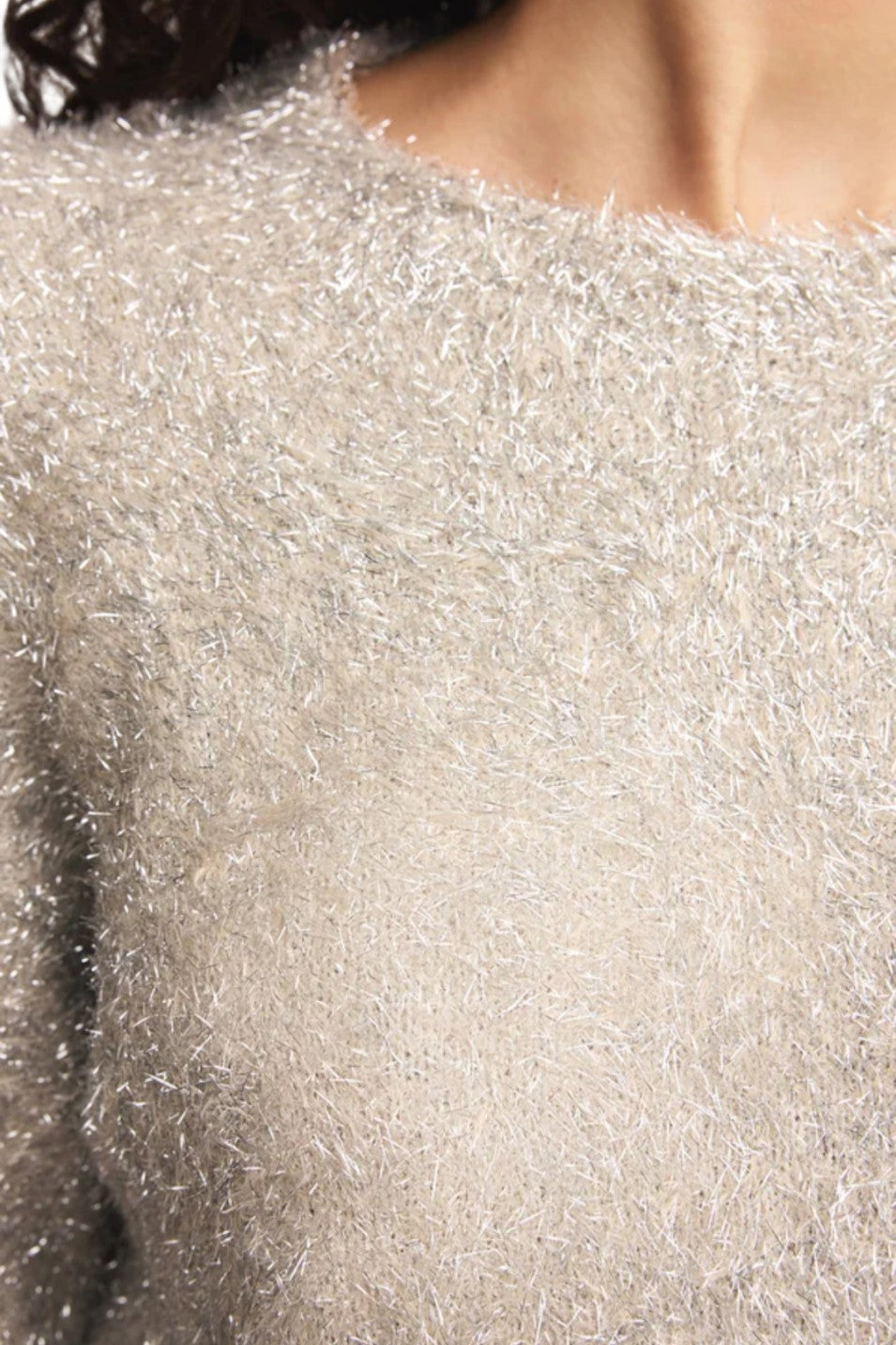 Z Supply Shine Bright Silver Metallic Boyfriend Sweater