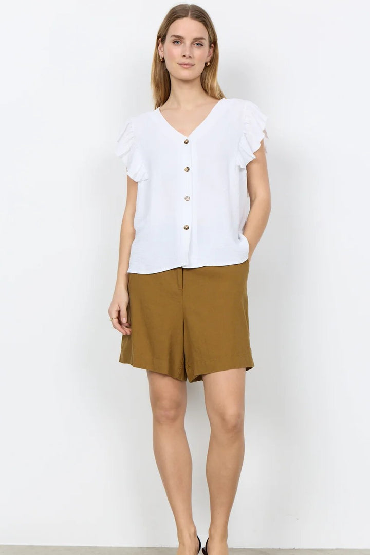 Soyaconcept White Cath Front Button Down Blouse