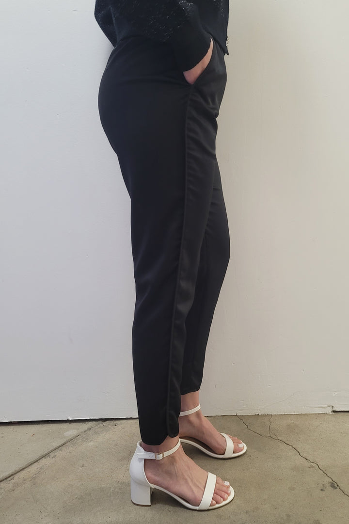 Dex Black Pull On Satin Pants