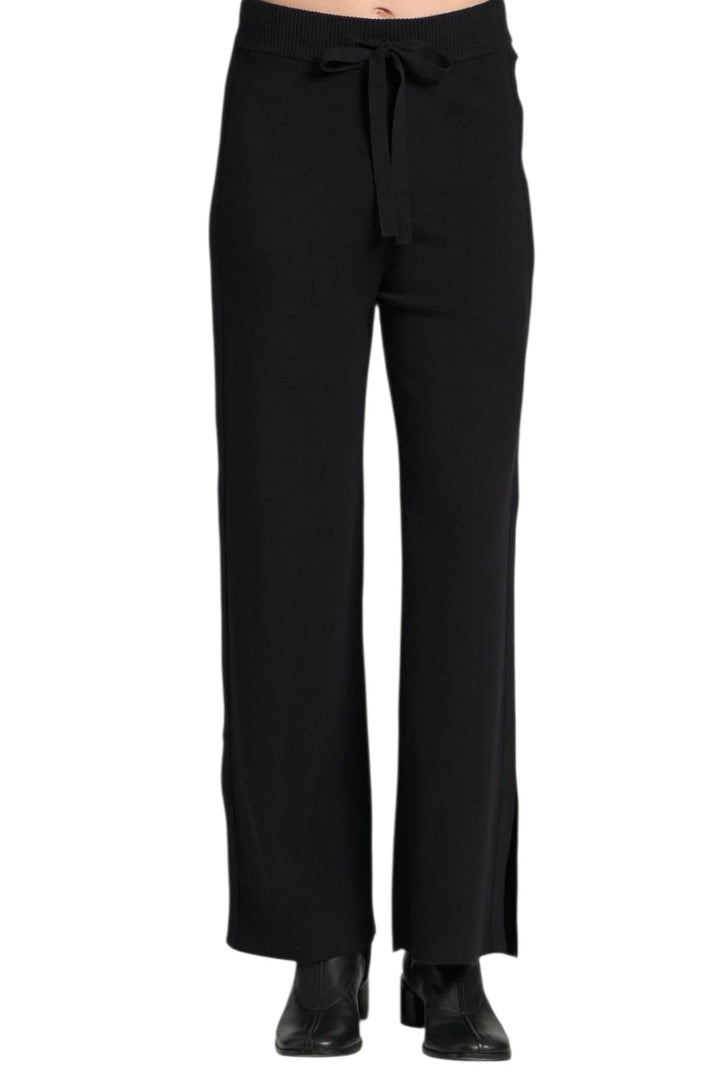 APNY Black Knit Luxe Pull On Spli t Hem Pants