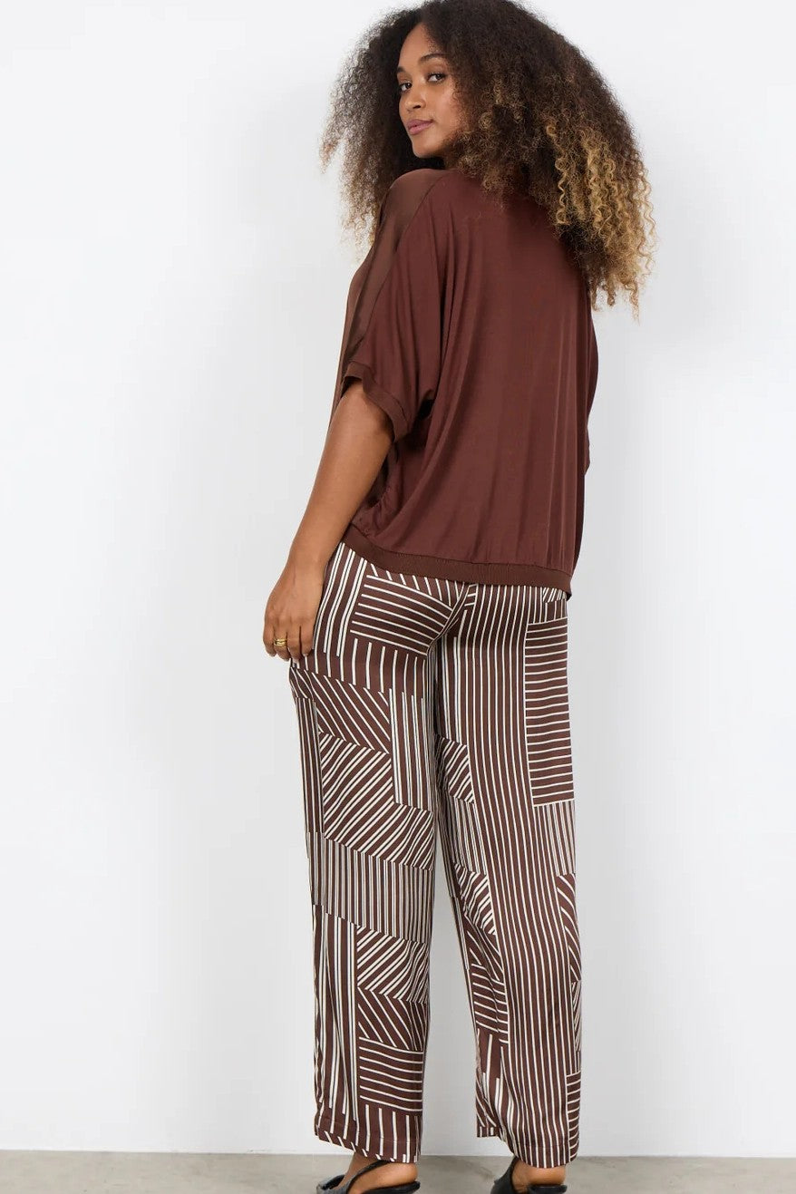 Soyaconcept Brown Thilde Satin Front Button Down Blouse
