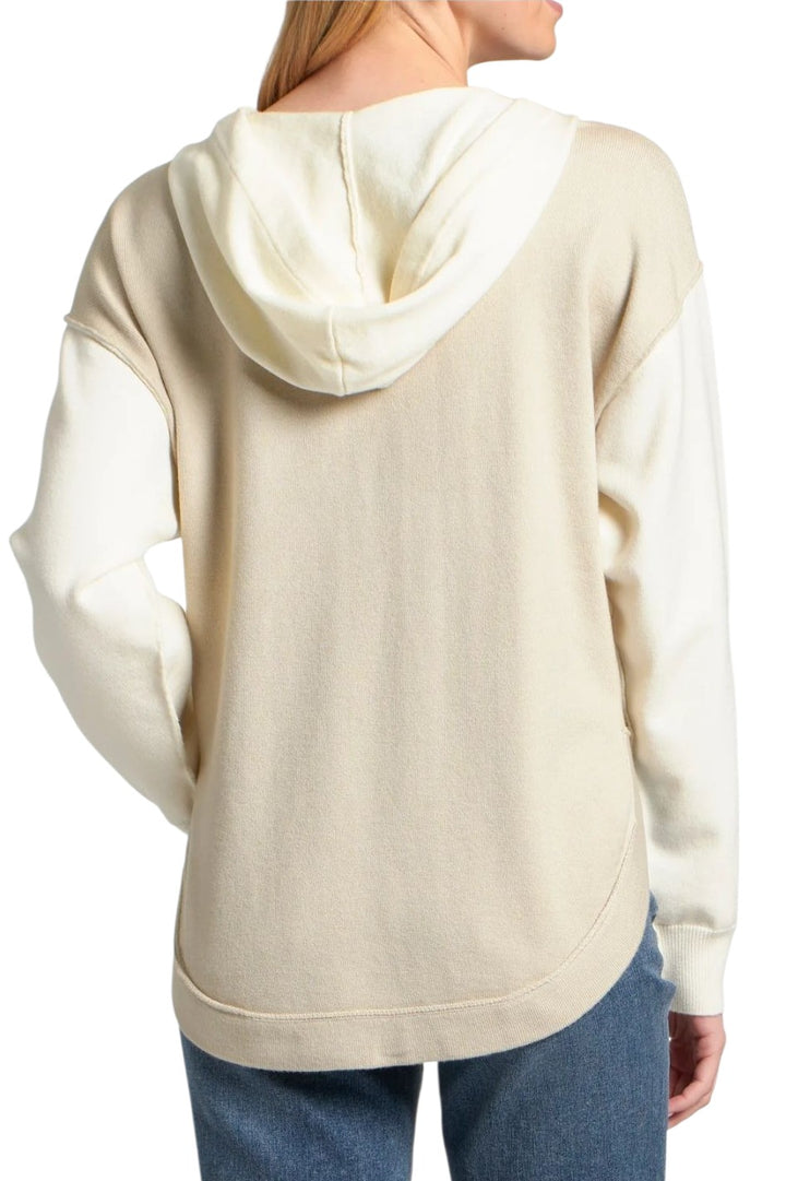 APNY Ivory & Oatmeal Color Block Hooded Sweatshirt