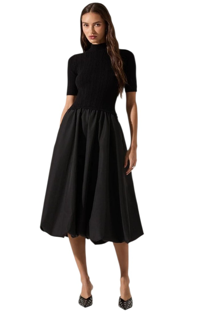 Astr Caerlion Contrast Knit Midi Dress