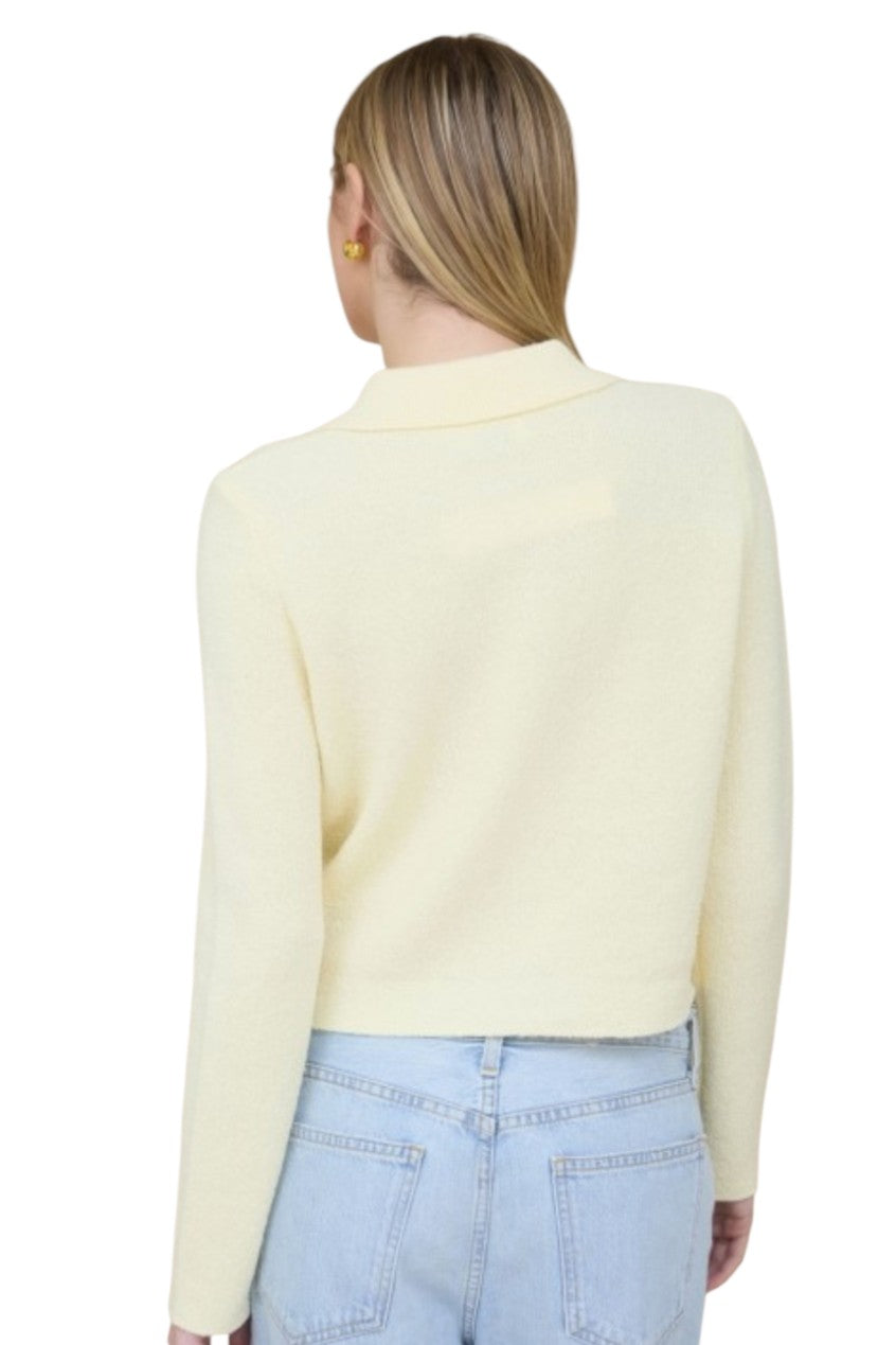 Butter Yellow Collared Button Down Long Sleeve Cardigan