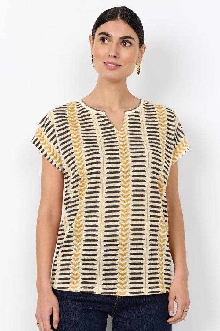 Soyaconcept Black & Yellow  Aretha Geometric Top