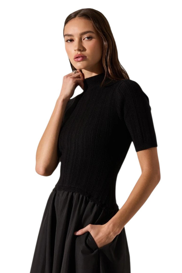 Astr Caerlion Contrast Knit Midi Dress