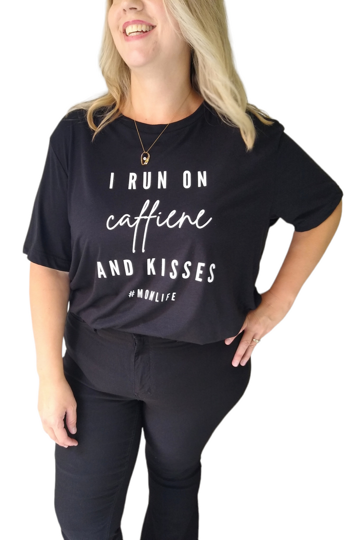 Black Caffeine and Kisses Graphic Tee