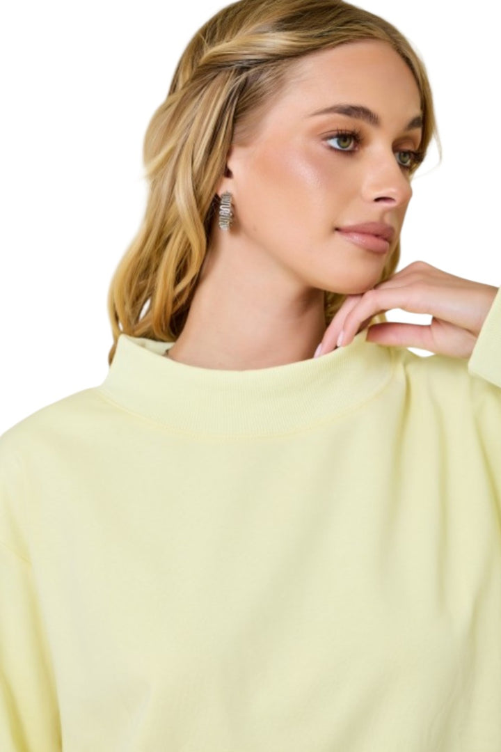 Lemon Yellow Mock Neck Terry Sweatshirt