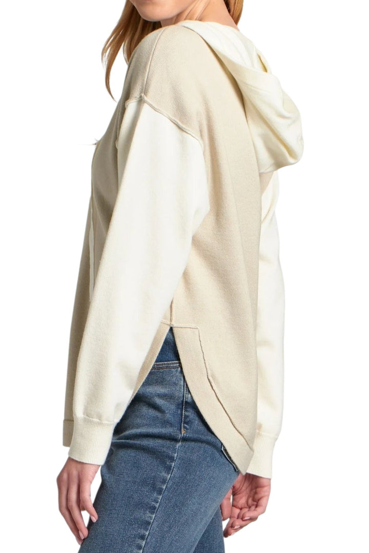 APNY Ivory & Oatmeal Color Block Hooded Sweatshirt