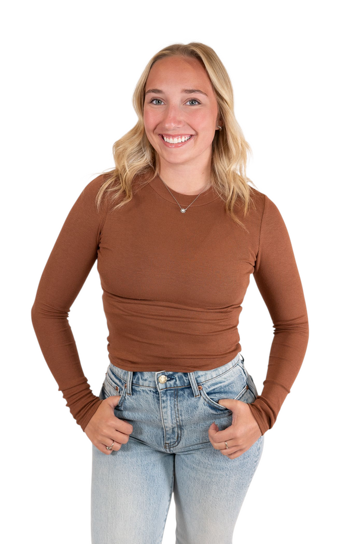 Sadie & Sage Brown Ronan Crewneck Top