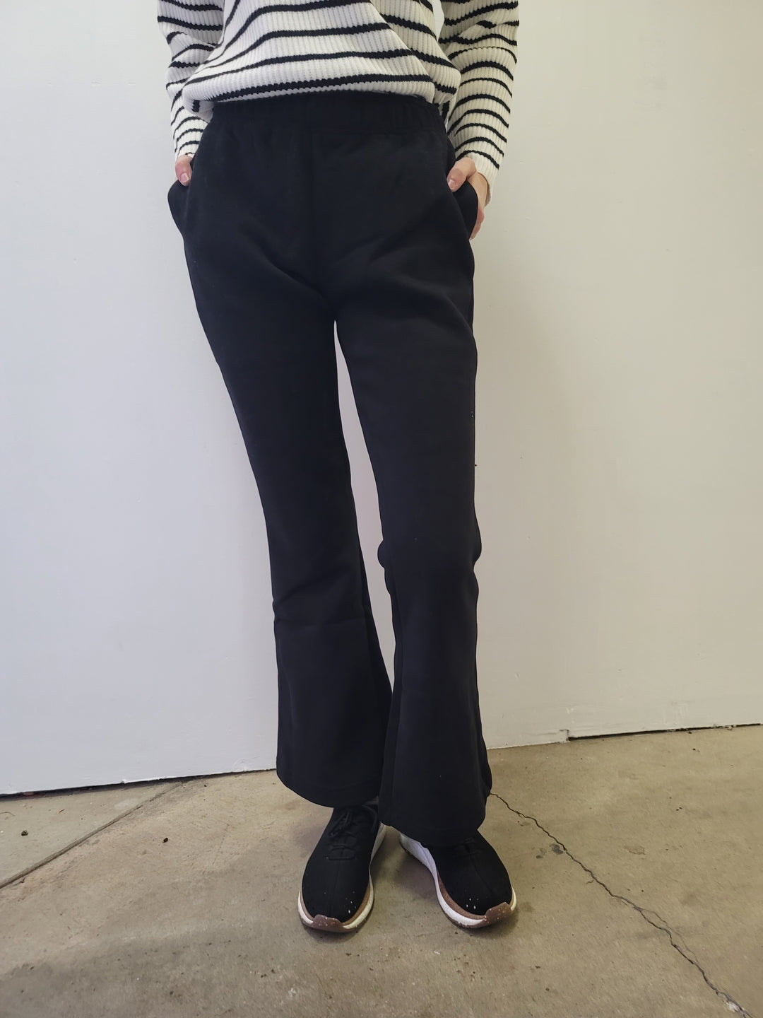 Black Essential Fleece Flare Sweats