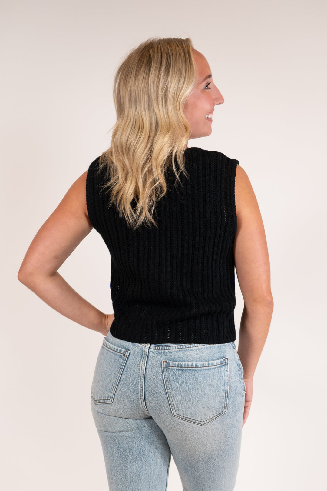 Sadie & Sage Black Seize the Day Sweater Tank Top