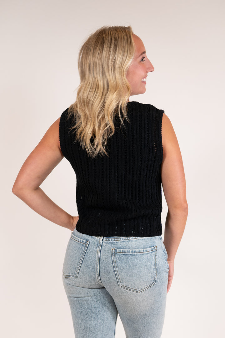 Sadie & Sage Black Seize the Day Sweater Tank Top