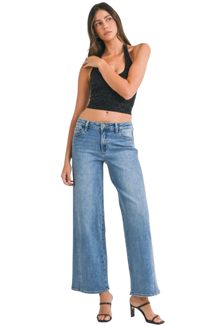JBD Medium Wash Seamed Wide Leg Jeans