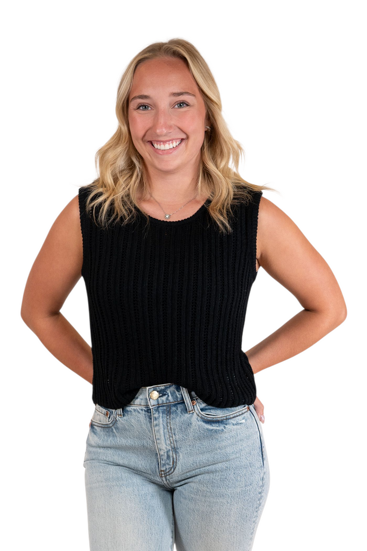 Sadie & Sage Black Seize the Day Sweater Tank Top