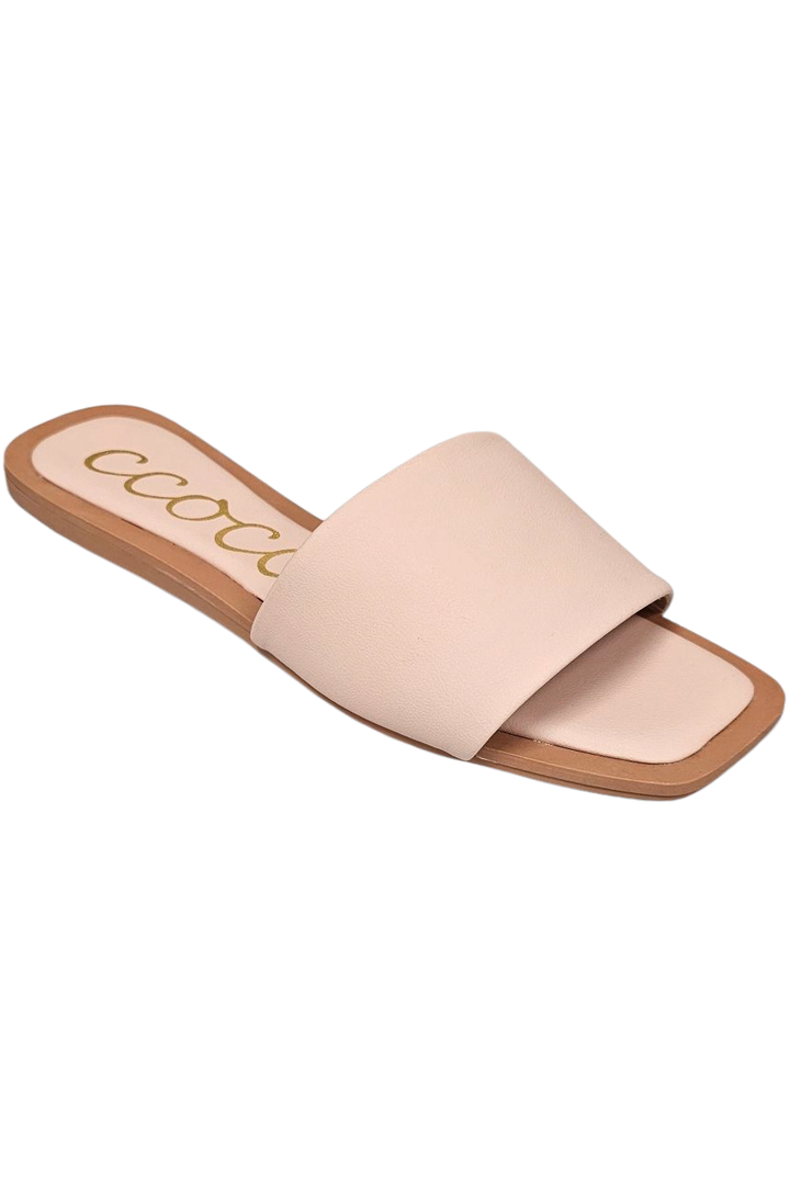 Kelly Powder Pink Bold Strap Slide Sandal