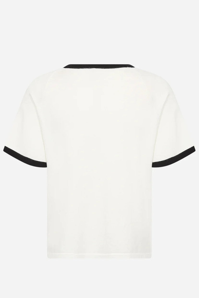 Soyaconcept Off White & Black Trim Dollie Knit Top