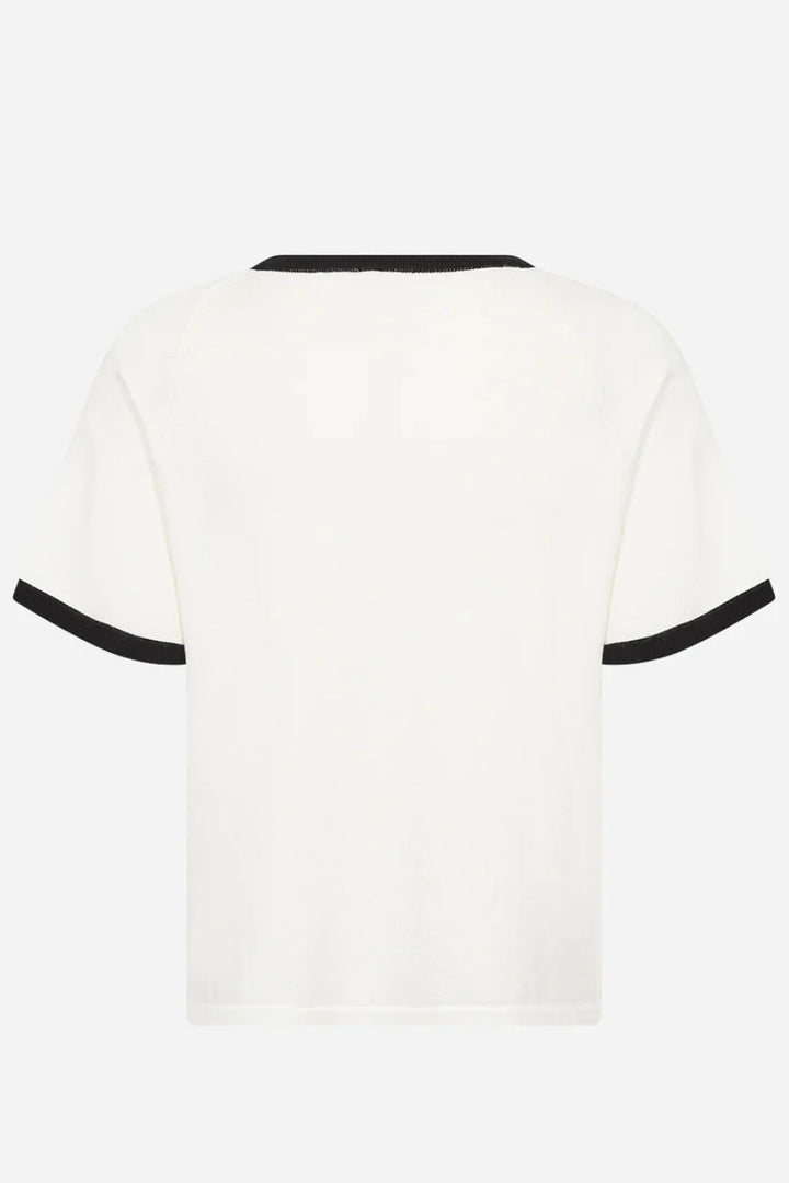 Soyaconcept Off White & Black Trim Dollie Knit Top