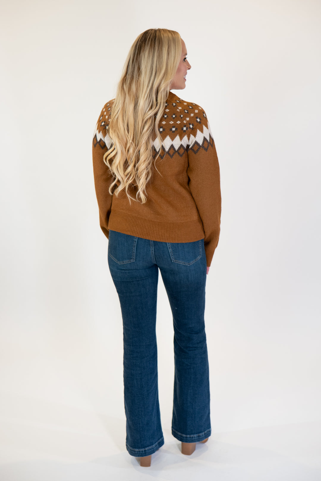 Pink Martini Haverford Brown Fair Isle Sweater