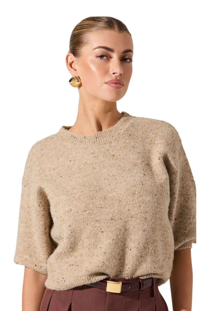 Astr Colette Oatmeal Multi Crewneck Sweater