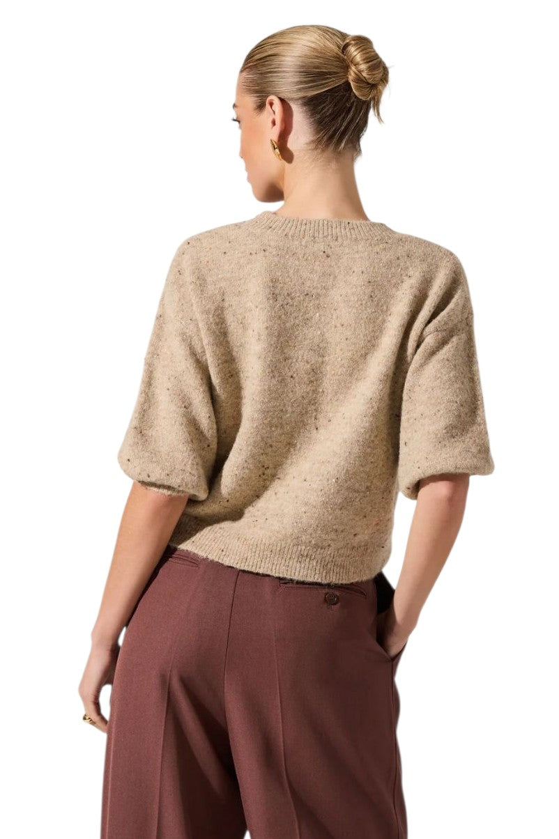 Astr Colette Oatmeal Multi Crewneck Sweater