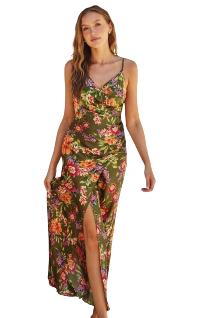 Willow Garden Party Surplice Shirred Side Midi Dress