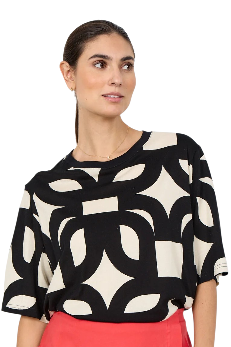 Soyaconcept Black & White Felicity Graphic Boxy Top