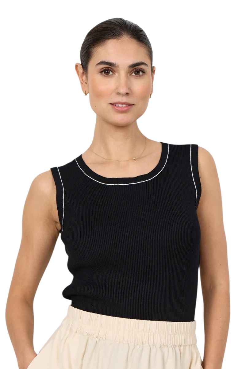 Soyaconcept Black & White Trim Dollie Knit Tank