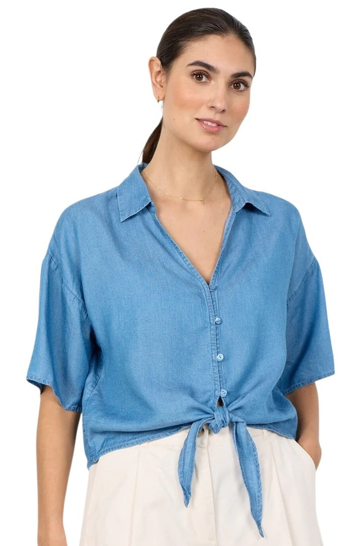 Soyaconcept Liv Medium Blue Button Tie Top