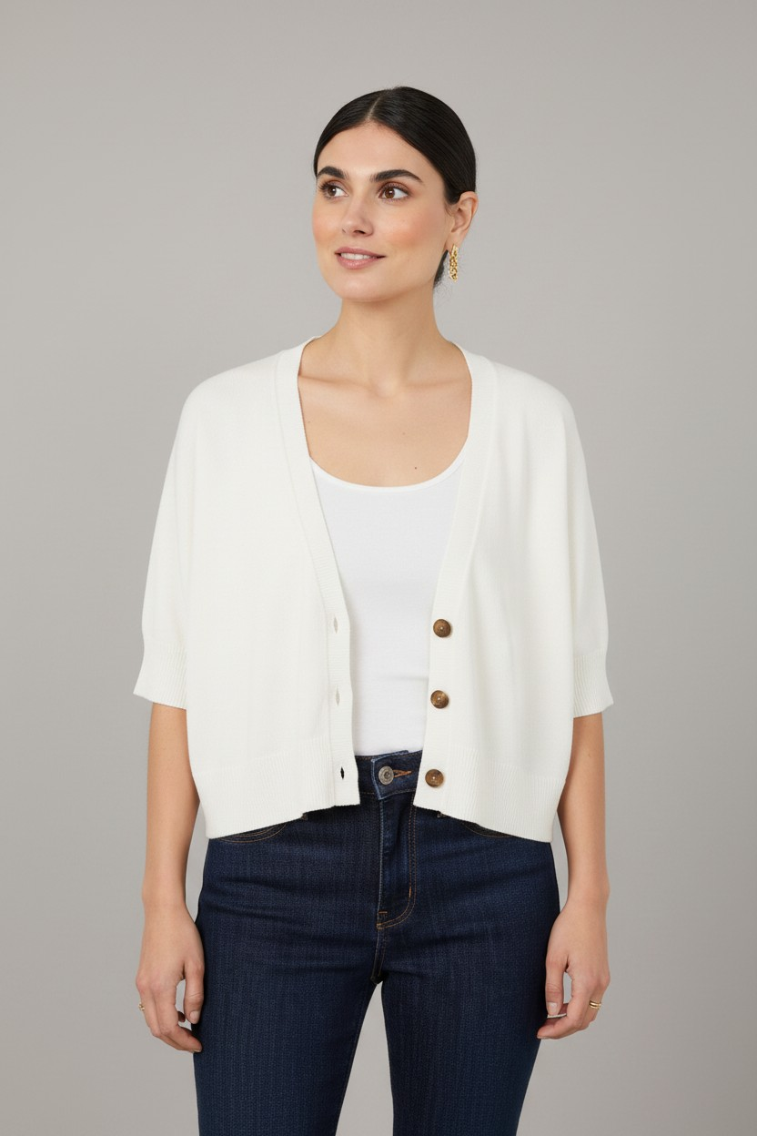 Soyaconcept Off White V Neck Dollie Knit Cardigan