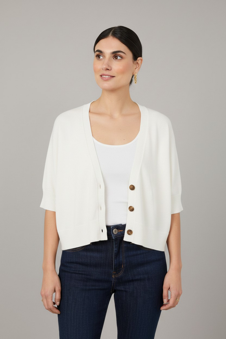 Soyaconcept Off White V Neck Dollie Knit Cardigan
