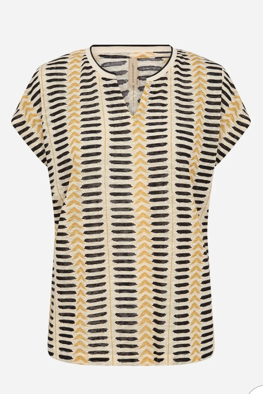 Soyaconcept Black & Yellow  Aretha Geometric Top
