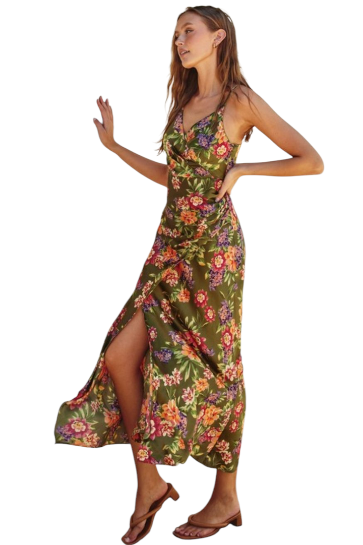 Willow Garden Party Surplice Shirred Side Midi Dress