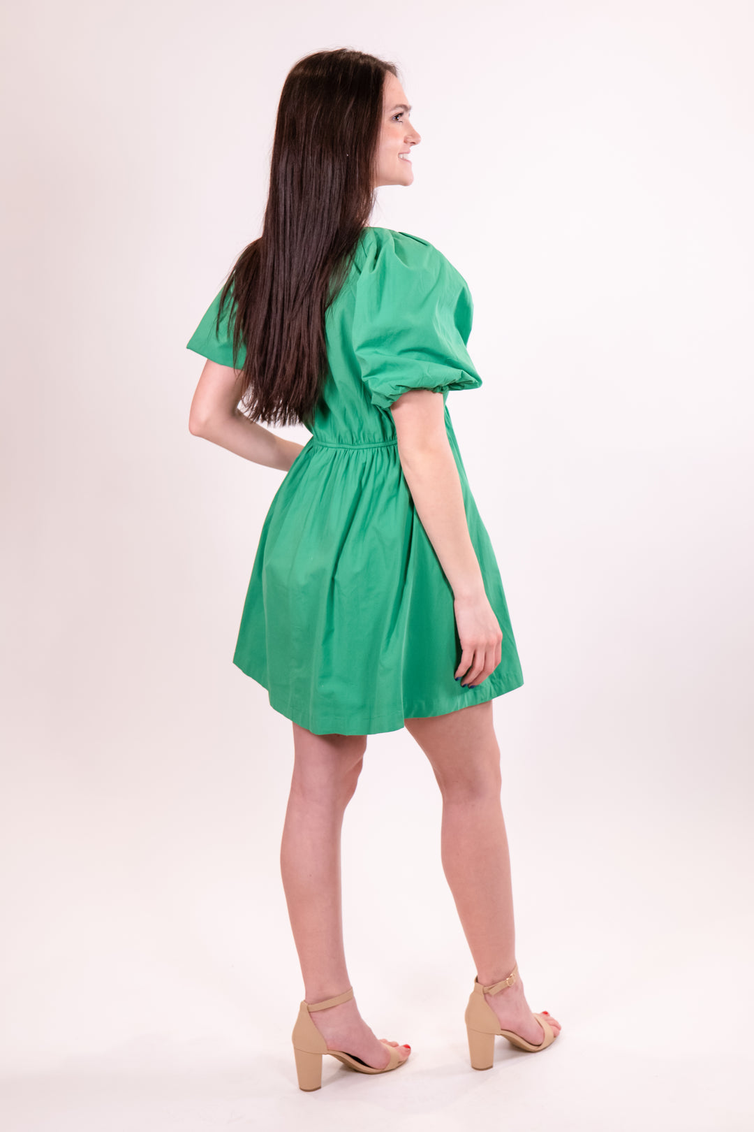 Green Bubble Sleeve Poplin Mini Dress Luscious Boutique Green Bubble Sleeve Poplin Mini Dress Luscious Boutique