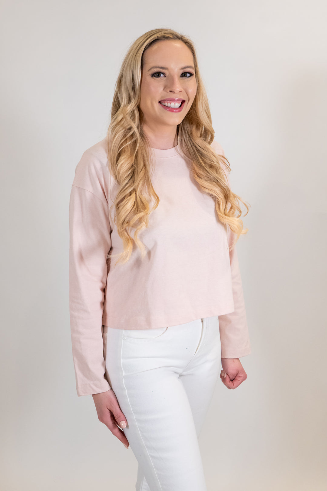 Dusty Pink Wide Long Sleeve T-shirt