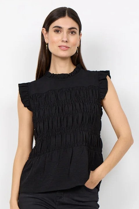 Soyaconcept Black Cath Tiered Ruffle Top