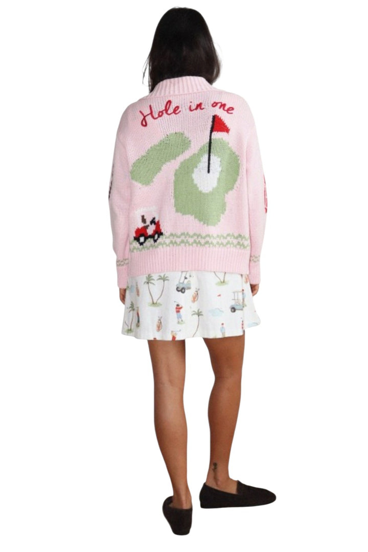 Pink Golf Hole In One Zip Sweater Cardigan