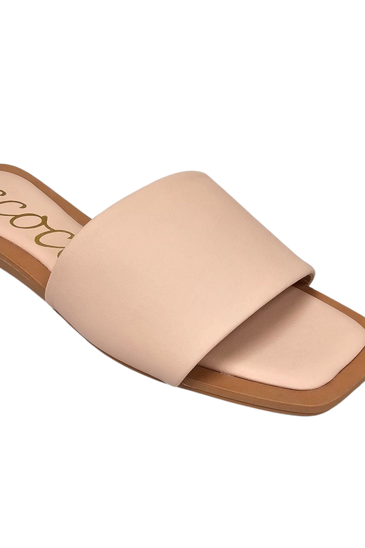 Kelly Powder Pink Bold Strap Slide Sandal